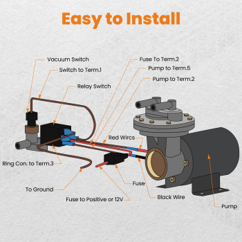 Electric Vacuum Pump Kit for Brake Booster 12 Volt 18