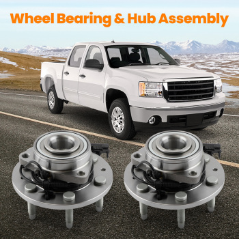 2PC Front Wheel Bearing Hub Pair compatible for Chevy GMC Silverado Sierra Yukon Cadillac