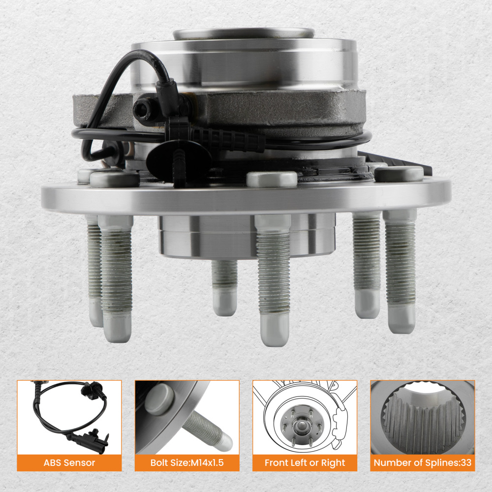 2PC Front Wheel Bearing Hub Pair compatible for Chevy GMC Silverado Sierra Yukon Cadillac