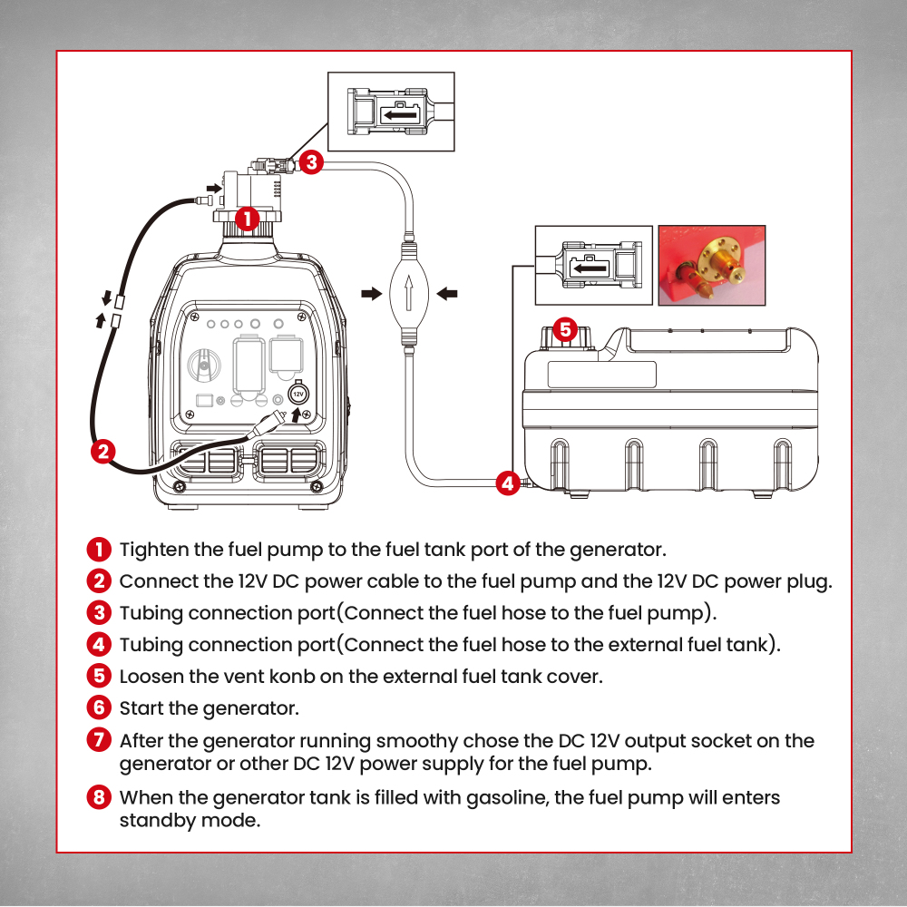 12V DC Gasoline Electric Fuel Pump Extend Running Time For MXR2300 MXR3500 12V DC Gasoline Electric Fuel Pump Extend Running Time For MXR2300 MXR3500
