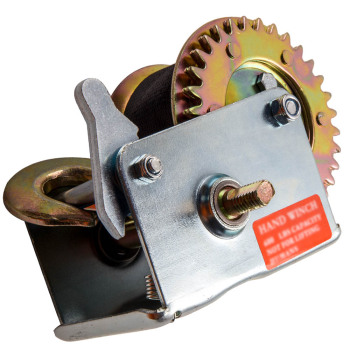 600lbs Hand Winch Hand Crank Strap Gear Winch ATV Boat Trailer Heavy Duty Black