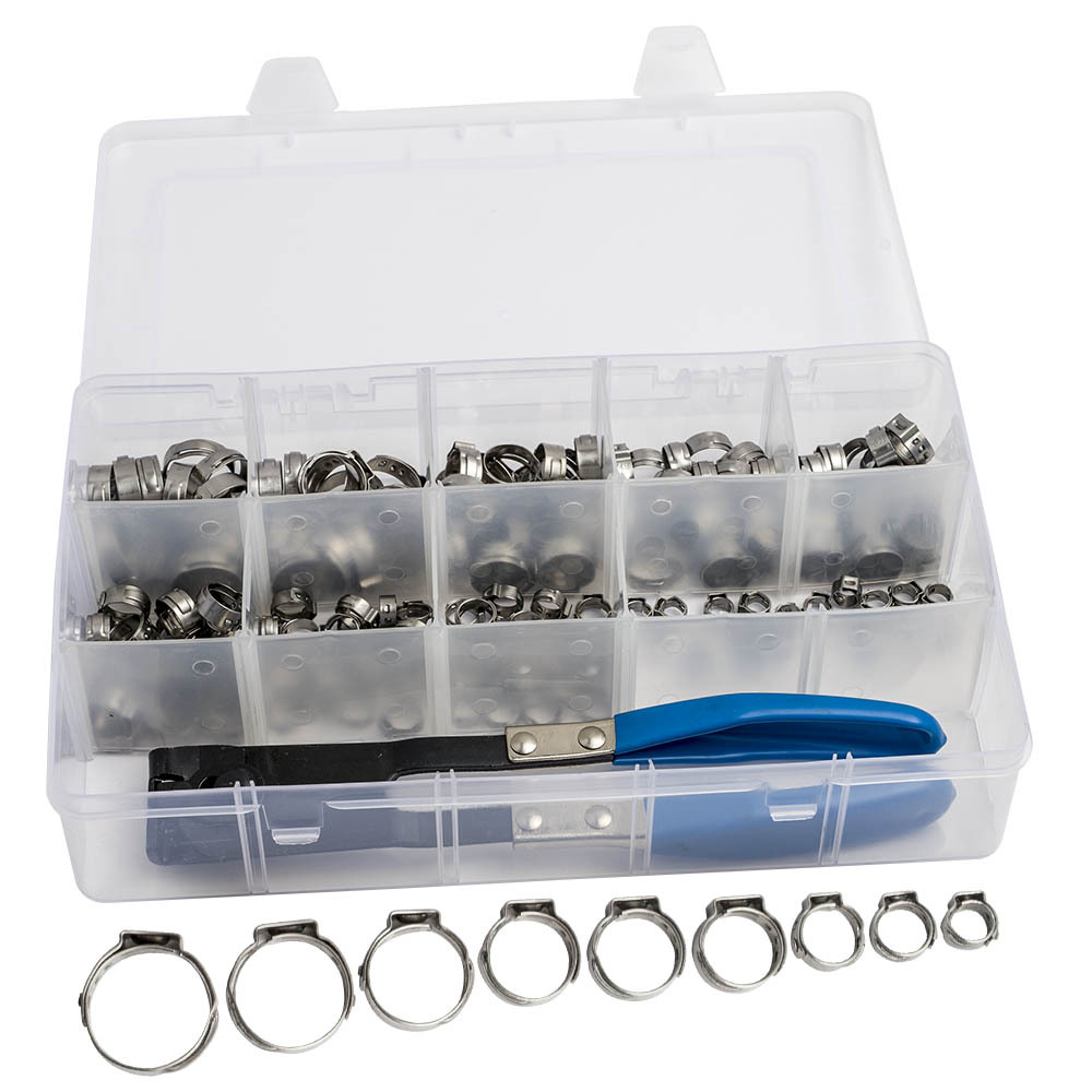 170 1 Fascette per orecchie Fascette stringitubo 5.8mm-21mm Assortimento Fascette stringitubo con pinze