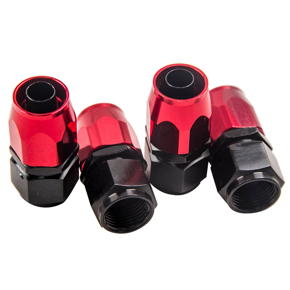 AN8 Tuyaux d'Huile Tressé en Nylon +Jeu de Tuyaux d'Extrémité en Acier Rouge