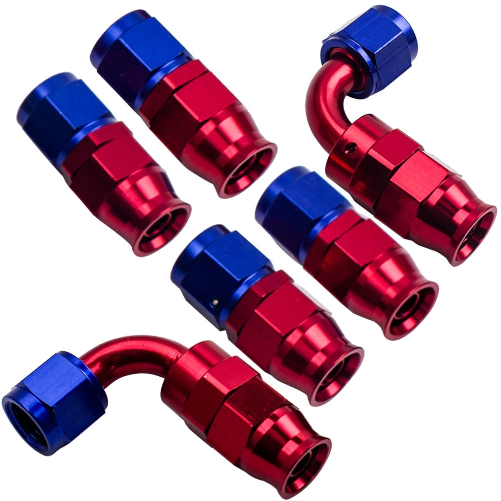 Raccordi Alluminio Per Impianto Carburante Kit Tubo Carburante 6AN In Teflon Con Rinforzo A Maglia Acciaio, 16 Piedi, 10 Pezzi Racordi - Per Auto Tuning, Colore Nero/Rosso Red Ninja End Of Honor