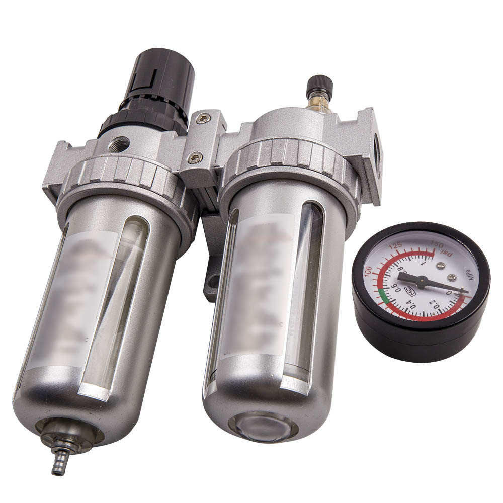12 inch Air Compressor Filter Oil Water Separator Trap Tools w Regulator Gauge