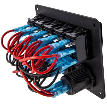 Green Universal 5 Gang On-Off LED Rocker Toggle Switch Panel 2USB for Car Truck