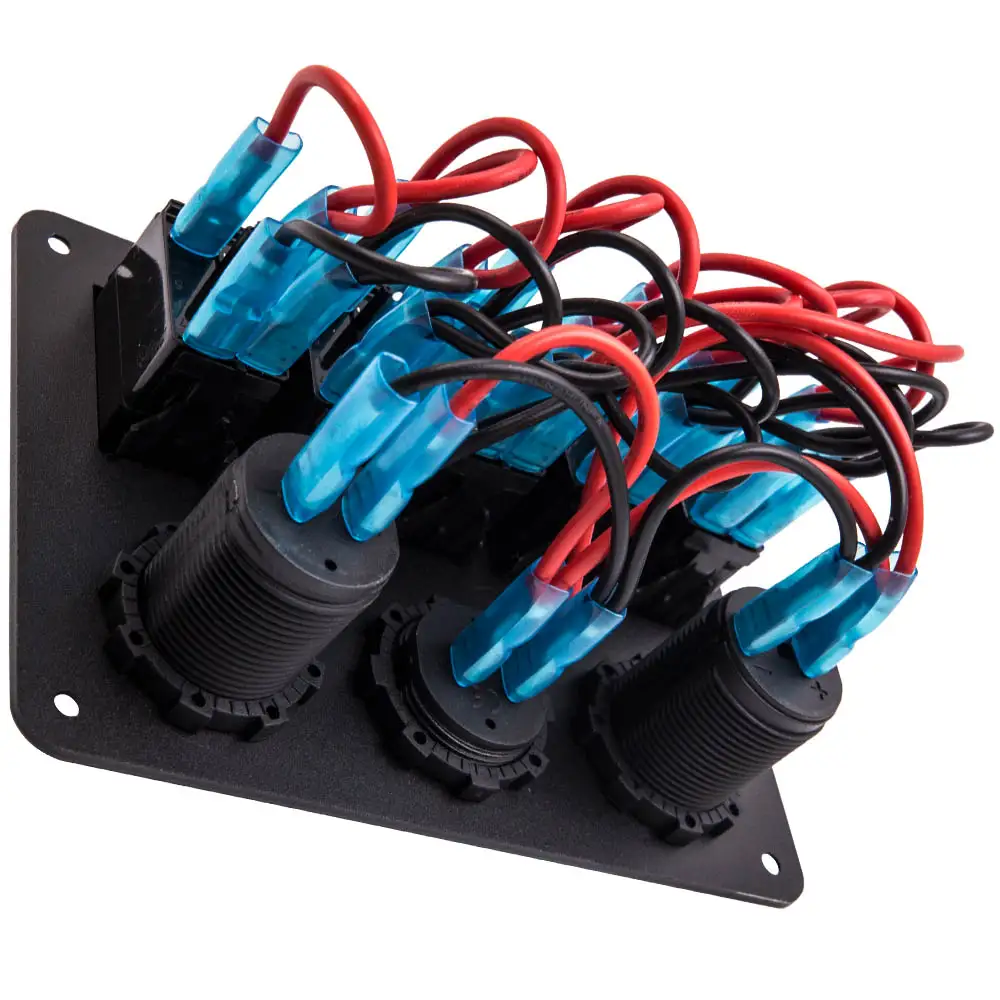 Universal Red 5 Gang On Off Led Toggle Switch Panel 2usb 12v Charger Adapter For Car Boat Marine