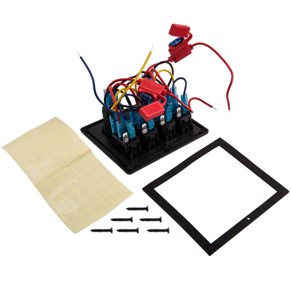 4 Gang DC12V / 24V Interruttore Rocker Pannello On Off Toggle LED Rocker USB