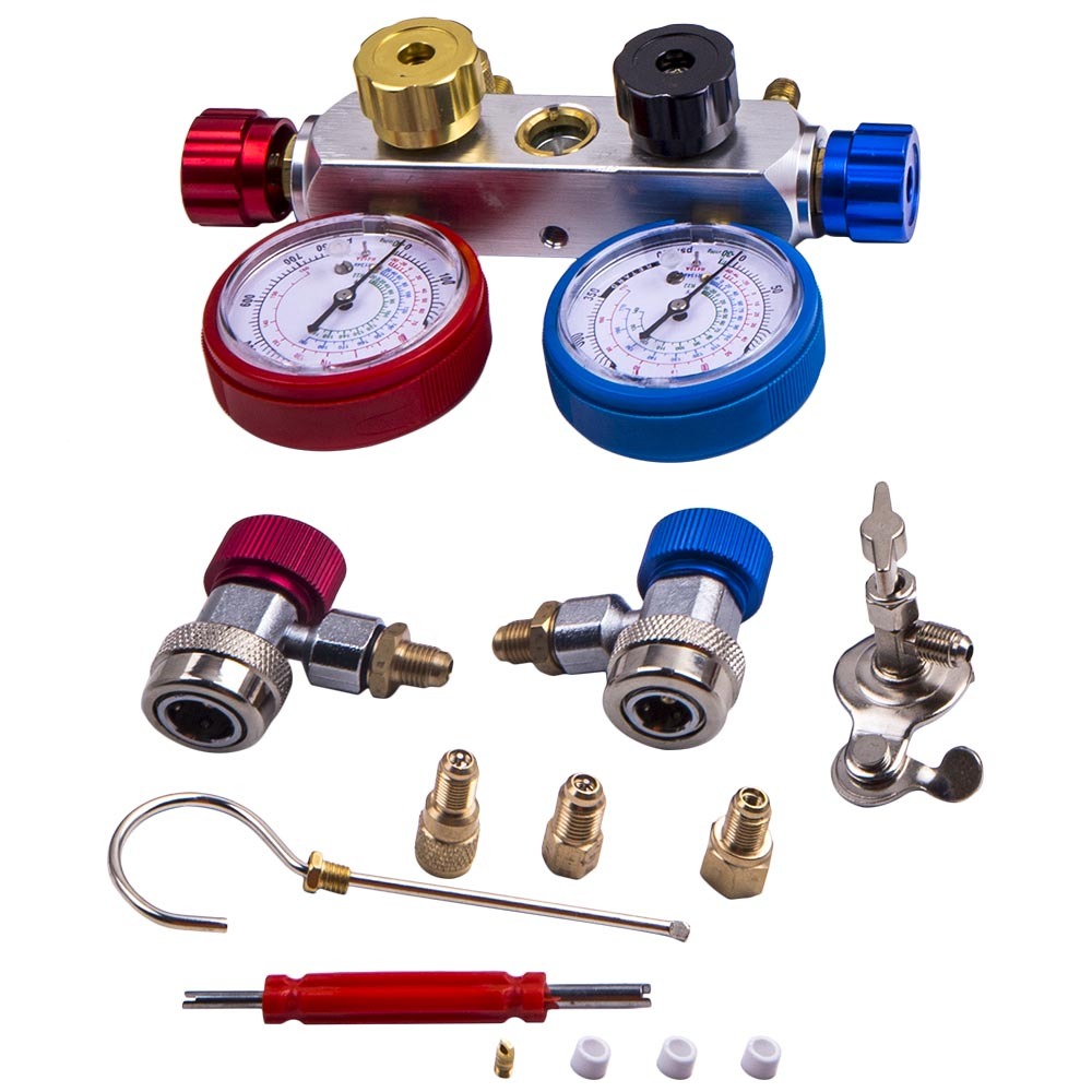 4 Way compatible for AC Diagnostic Manifold Gauge for Air Conditioner R12 R22 R134A R410A