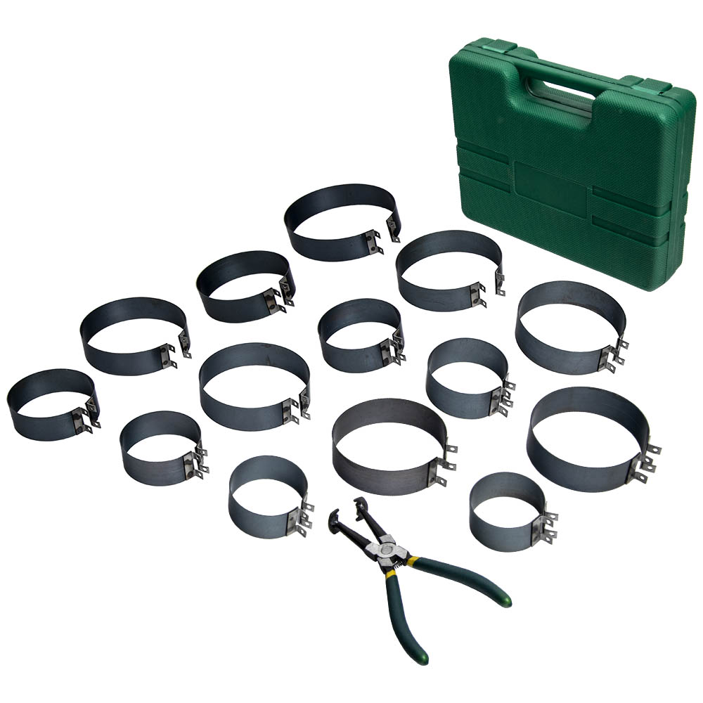 Piston Ring Compressor Cylinder Installer Tools Set with Ratchet Pliers 14 Band 