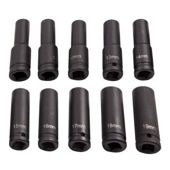 20PC 1/2” Drive Deep Impact Socket Set Long Reach Wheel Wrench Nut Tool 10-19mm