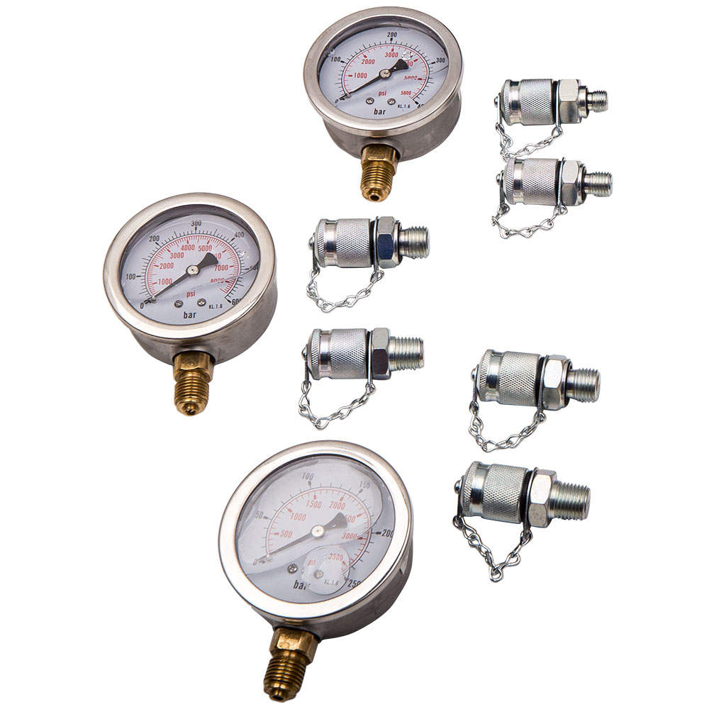 Hydraulic Pressure Test Gauge Diagnostic Couplings Kit For Excavator and Machine