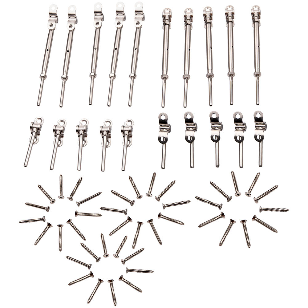 10 T316 Stainless Steel Tensioner Set wDeck Toggle for 18