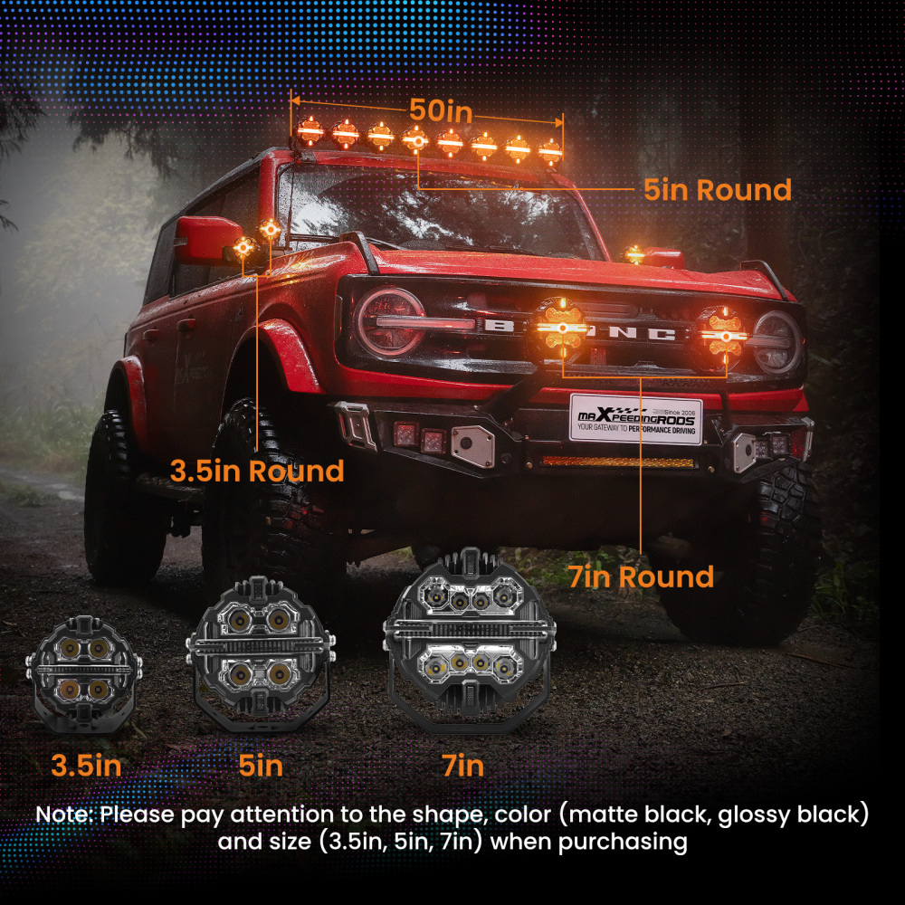 3.5inch 160W LED Driving Light Spot Beam RGB DRL For 4X4 ATV IP68 Amber 3000K