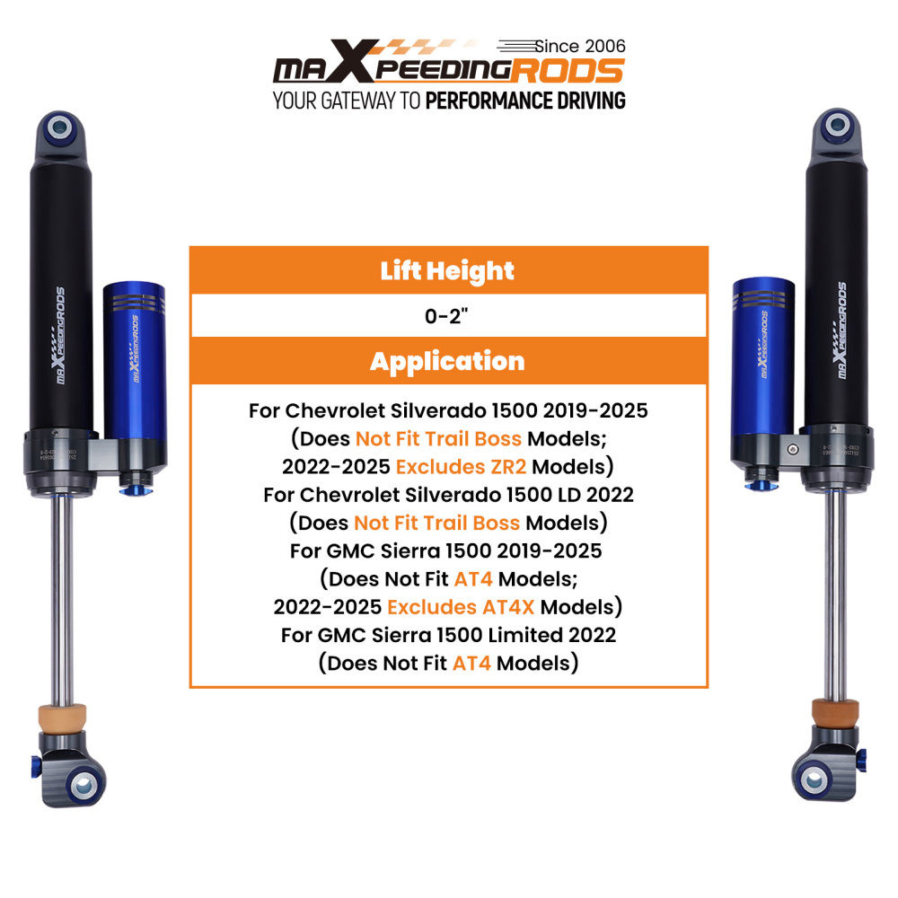 Rear Shock w/ Reservoir compatible for Chevy Silverado GMC Sierra 1500 19-25 Lifted 0-2