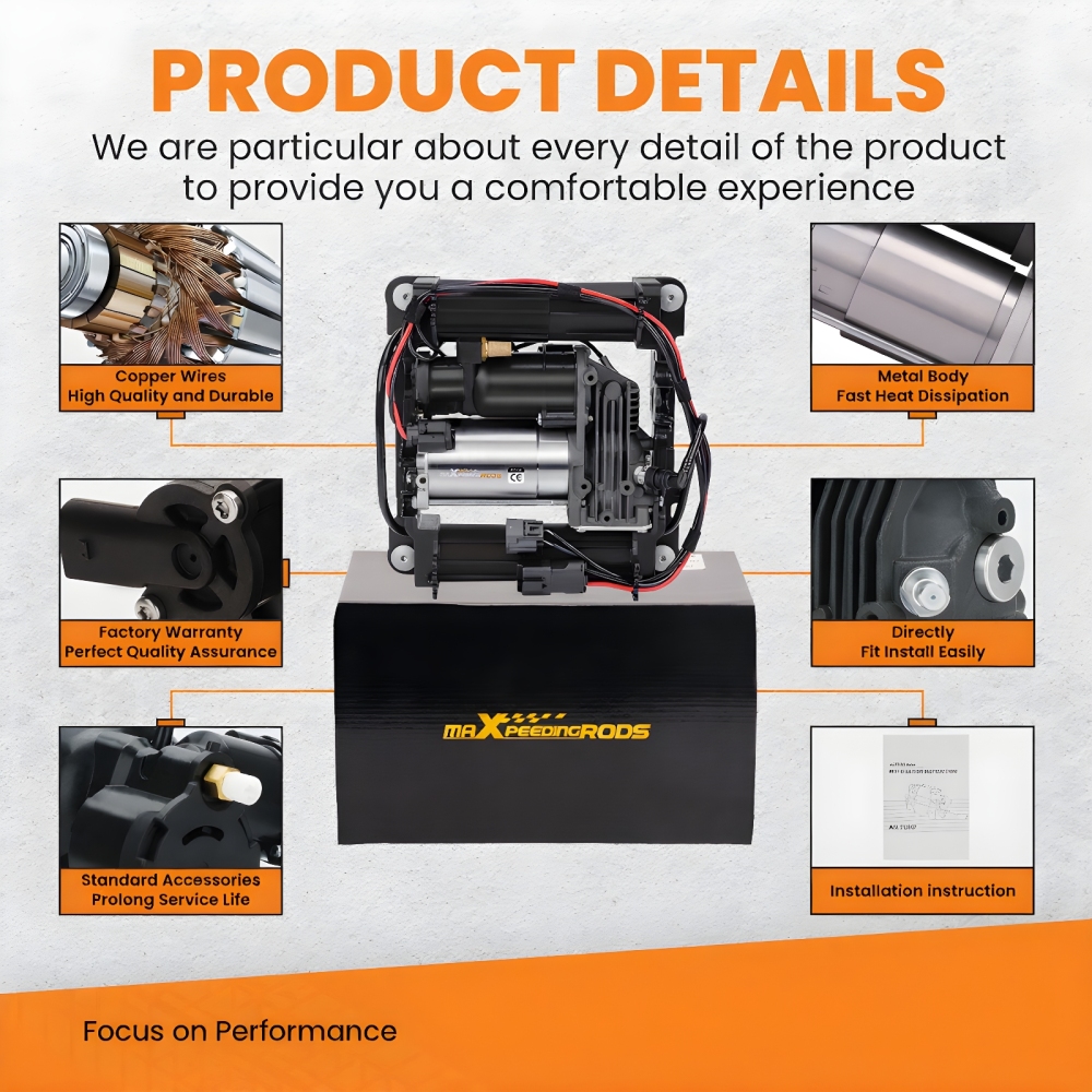 Air Suspension Compressor + Bracket + Relay compatible for Range Rover MK III 3 2002-2012