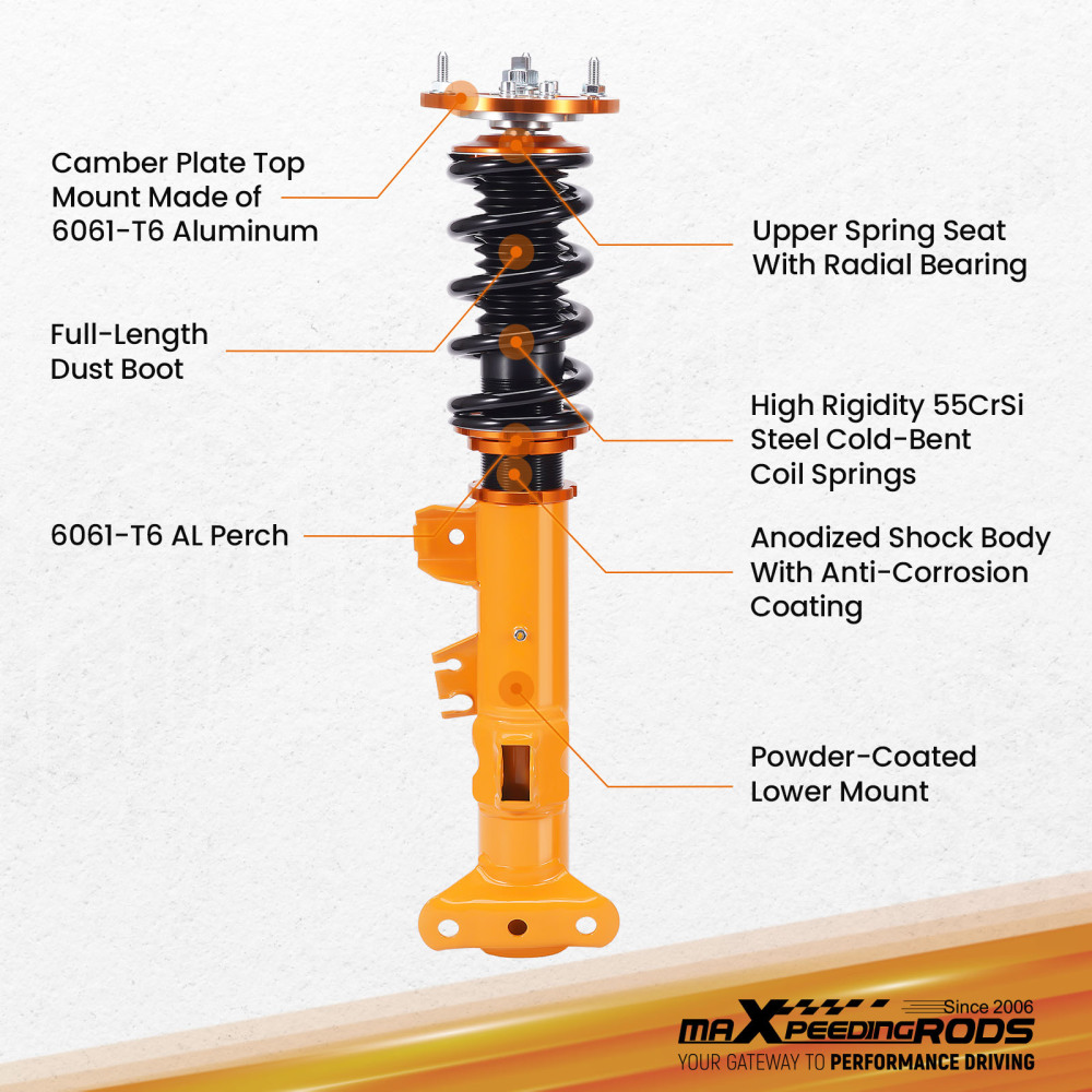 Coilovers Suspension Kit compatible for BMW E36 Compact 3 Series 323ti 318tds 323ti 1994-99 Lowering Kit