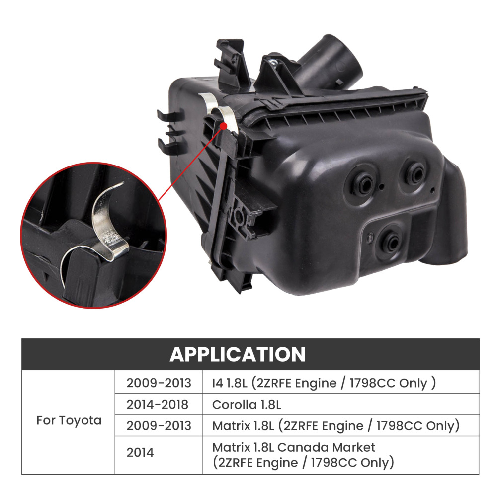 Air Cleaner Filter Box Compatible for Toyota Corolla 2010-2013 I4 1.8L (2ZRFE Engine / 1798CC Only )