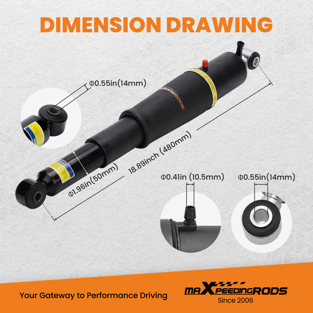Pair Rear Air Suspension Strut Shocks compatible for GMC Chevy Cadillac Escalade 2000-2013