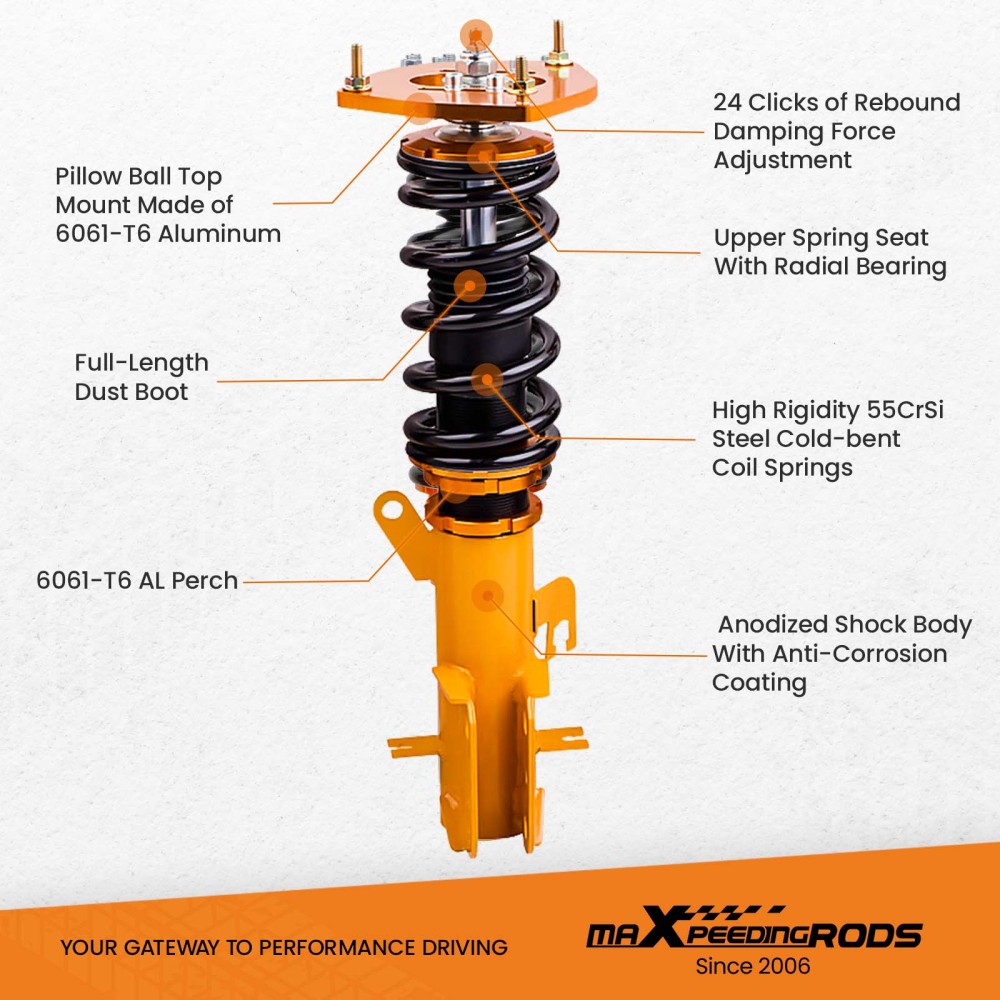 Front and Rear Coilover Kits compatible for Nissan sentra coilovers 2007-2012 24 Ways Adjustable Damper lowering kit