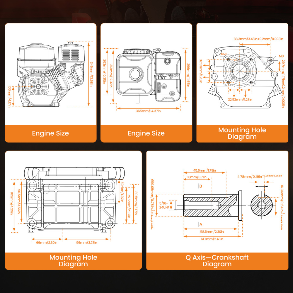 7HP 212cc Horizontal Engine Motor Gasoline 4 Stroke Recoil Start Compressors