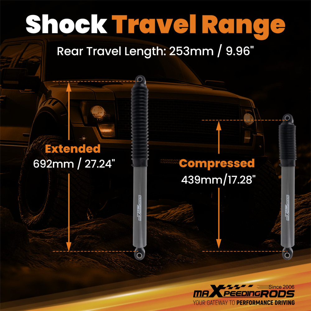 0-2.5 Lift G1 Rear Shock Absorbers compatible for Dodge Ram/Ram 1500 2WD/4WD 2002-23