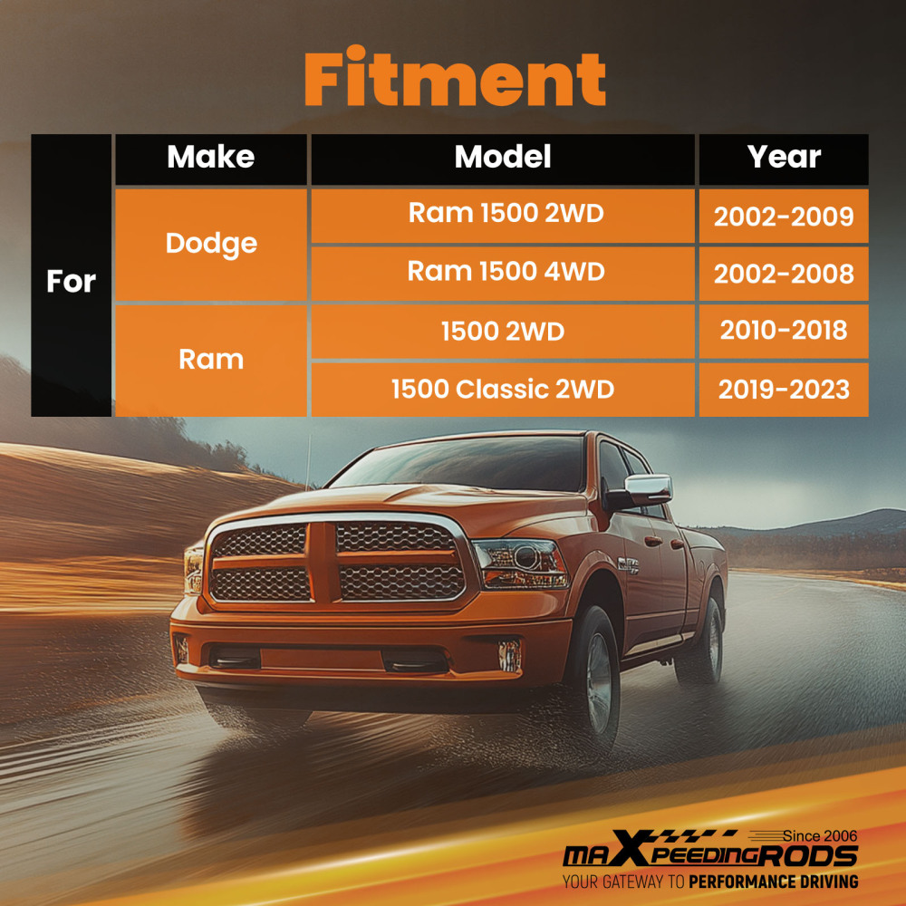 0-2.5 Lift G1 Rear Shock Absorbers compatible for Dodge Ram/Ram 1500 2WD/4WD 2002-23