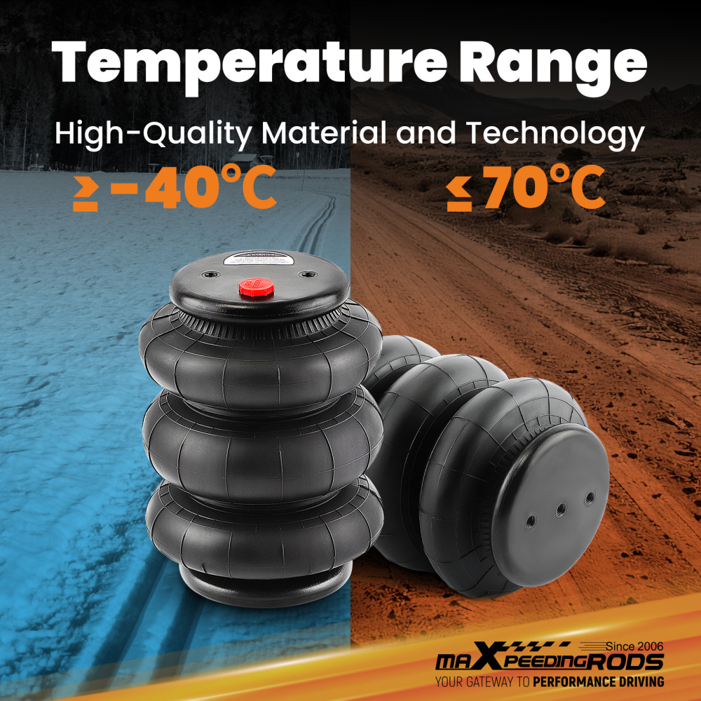 2x Sospensione pneumatica Triple Bellow 2600LBS for Light Duty compatibile per Mini-Trucks