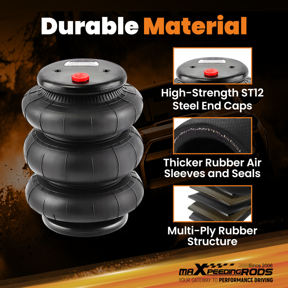 2x Sospensione pneumatica Triple Bellow 2600LBS for Light Duty compatibile per Mini-Trucks
