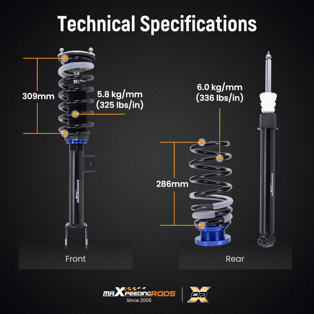 MaXpeedingrods Coilovers Lowering Kit compatible for Tesla Model 3 2017+ RWD Height Adjustable	