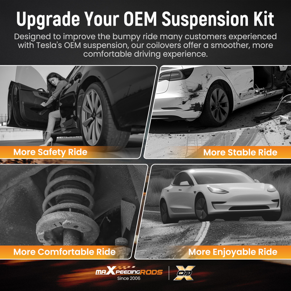 MaXpeedingrods Coilovers Lowering Kit compatible for Tesla Model 3 2017+ RWD Height Adjustable	