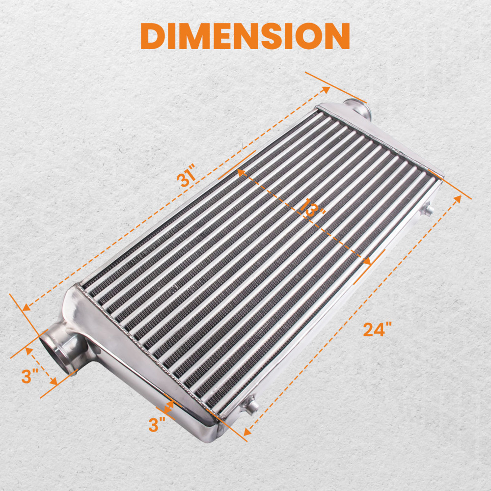 Intercooler de montaje frontal 600x300x76mm tubo y aleta 3.0 pulgadas Entrada / salida 76mm