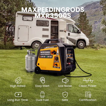 maXpeedingrods 3500W Petrol Inverter Generator Dual Fuel 4-Stroke Electric Start Generator for Camping, RV Travel, Home, or Jobsites