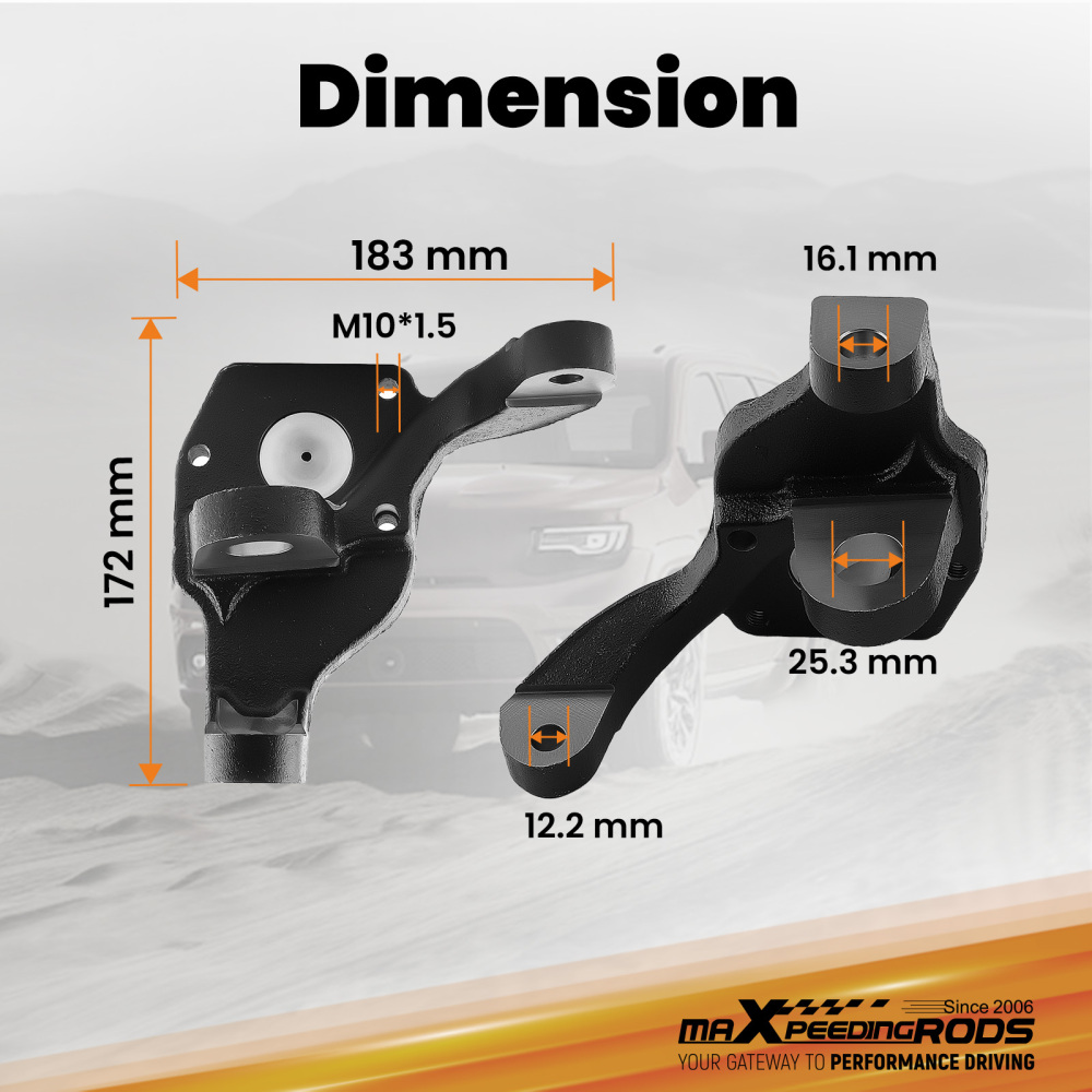 Pair 2.5 Drop Spindle compatibile per VW BUG 1966-1977 Ball Joint with Drum Brake