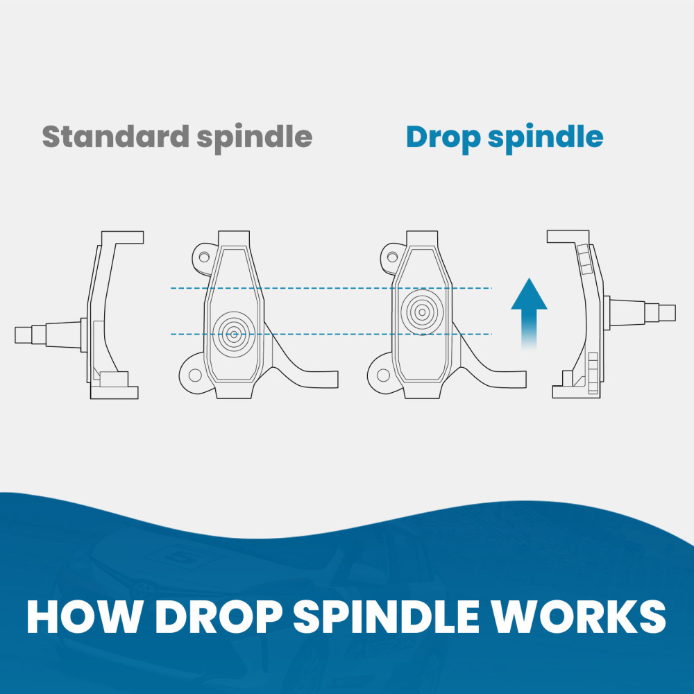 Pair 2.5 Drop Spindle compatibile per VW BUG 1966-1977 Ball Joint with Drum Brake