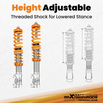 Coilover Coil Spring Over Struts Adjustable compatible for VW Golf MK2 MK3 Jetta MK2 Lowering Kit