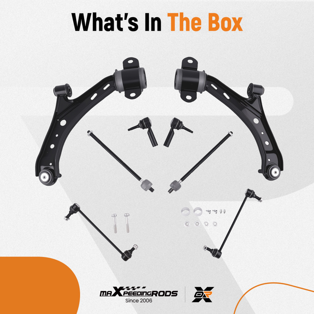 maXpeedingrods 8Pcs Suspension Kit Compatible for Ford Mustang 2005-2010, Front Lower Control Arm with Ball Joint Sway Bar End Links OuterInner Tie Rods