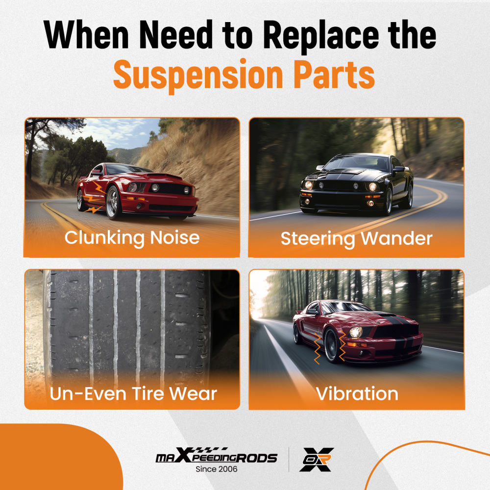 maXpeedingrods 8Pcs Suspension Kit Compatible for Ford Mustang 2005-2010, Front Lower Control Arm with Ball Joint Sway Bar End Links OuterInner Tie Rods