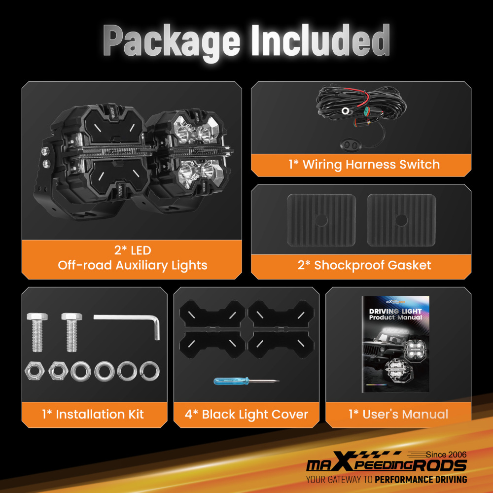 LED Driving Light Pods 5inch 270° Spot Beam DRL White Amber Off Road Lights