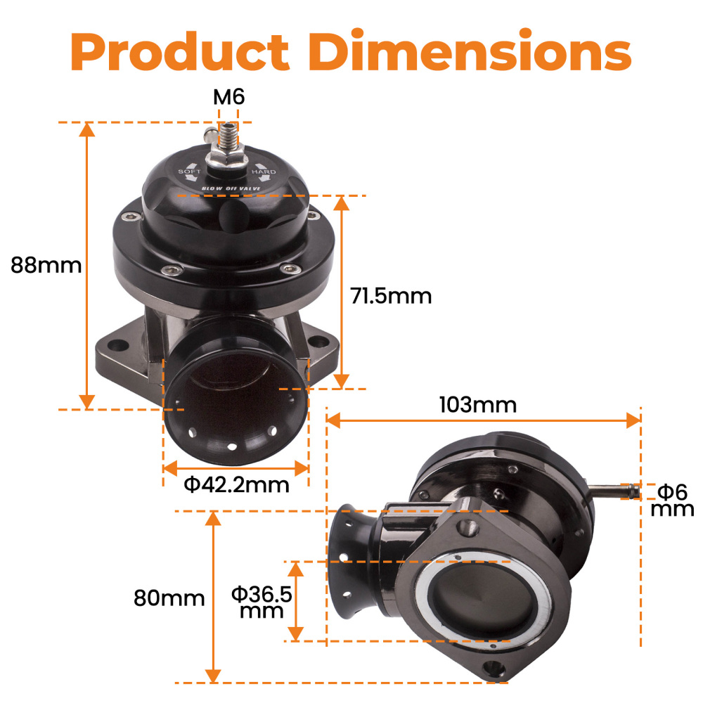 25 PSI Boost Type-RS Intercooler Blow Off Valve + 2.5 inch BOV Flange Pipe Adapte