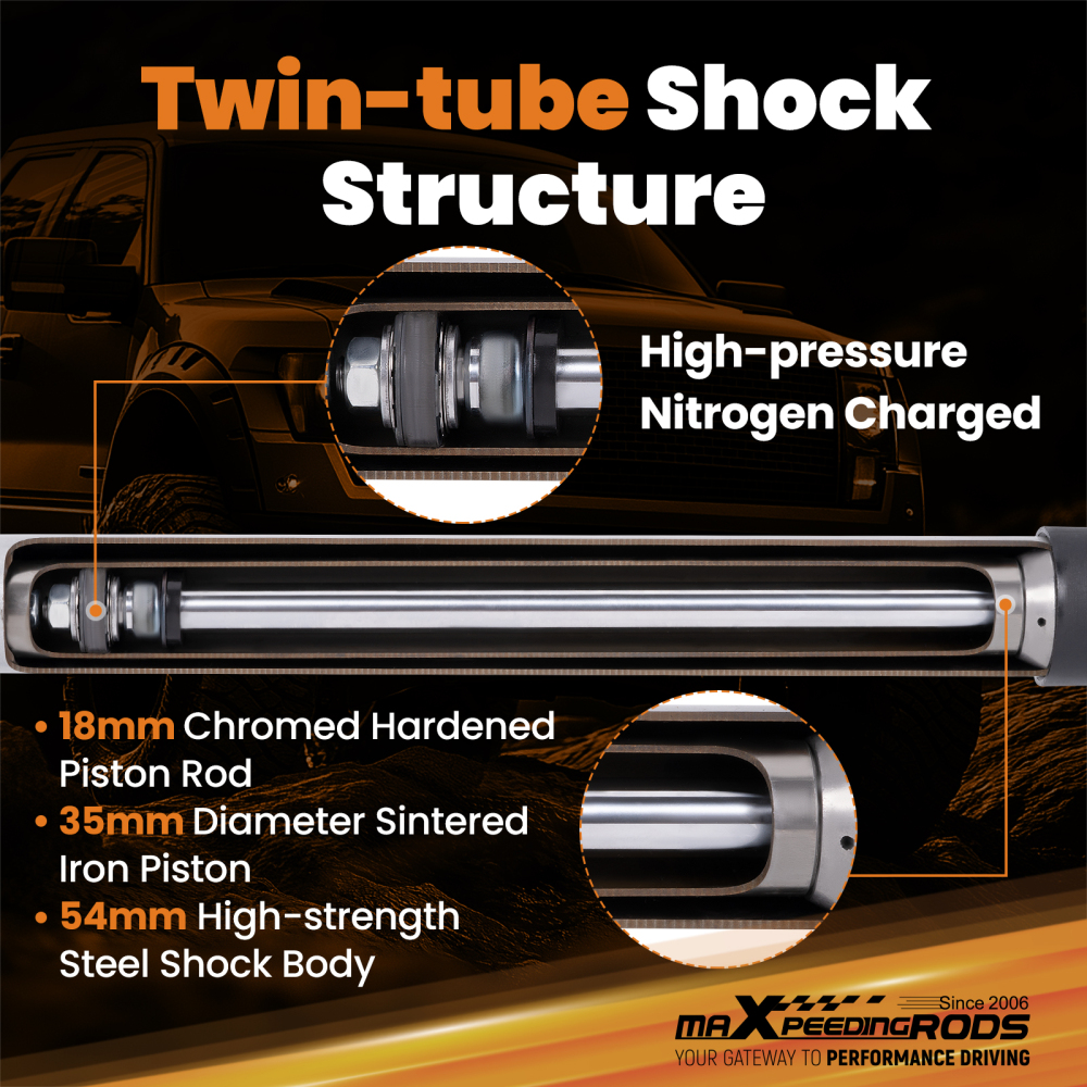 Rear Lift Shocks 2-5.5 compatible for Toyota Tacoma 2WD 4WD 1995-2004 Nitrogen Charged