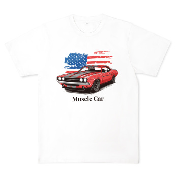 Funny Racing Car Graphic T-Shirt for Vintage USA Flag Muscle Car Classic Design