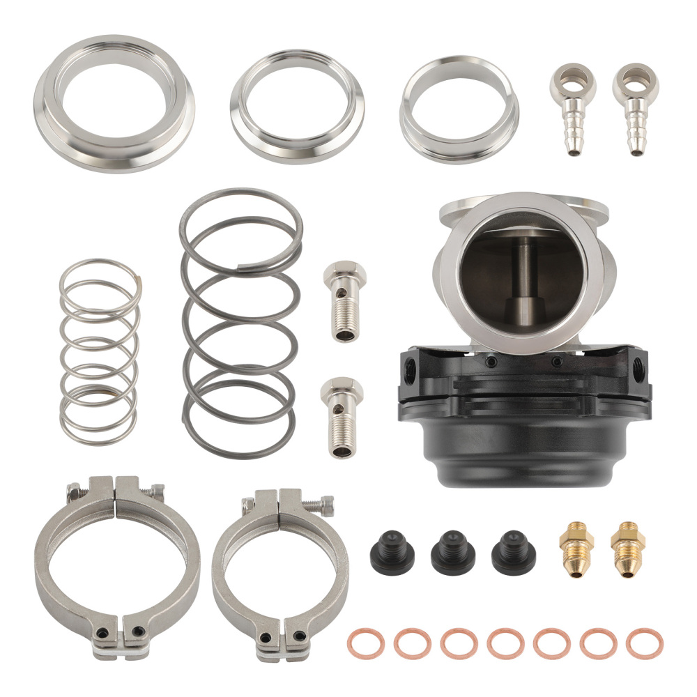 Universal 44mm External Wastegate w/ V-Band Flanges+Dump Ring+Spring Black