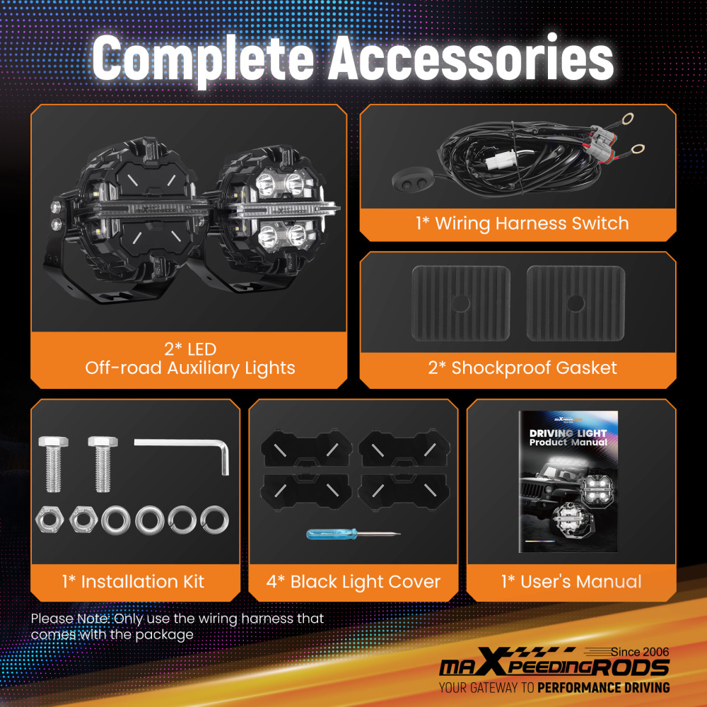 Maxpeedingrods Driving Auxiliary Light Universal 5inch 212W RGB LED Round Light Pods Offroad Driving