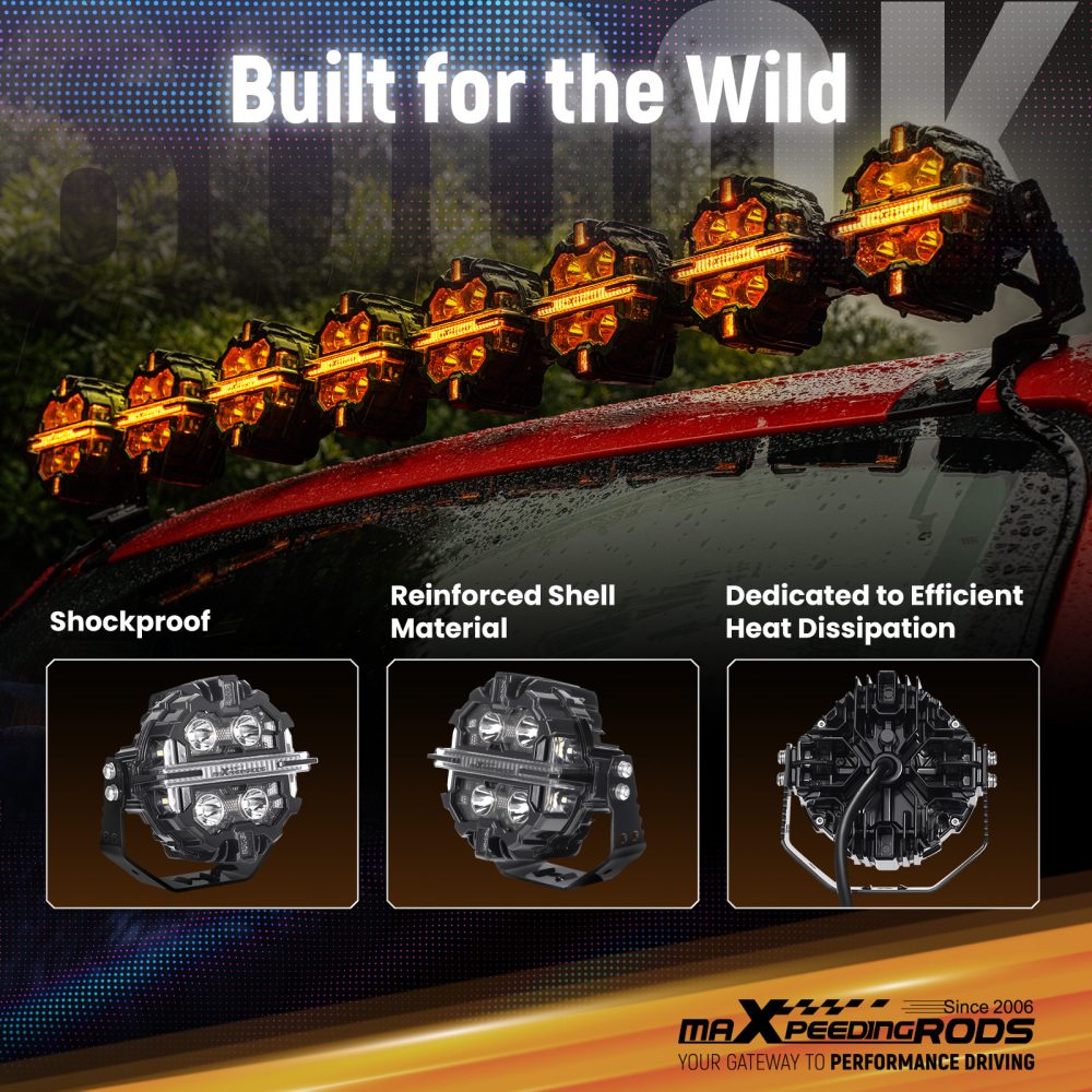 Maxpeedingrods Driving Auxiliary Light Universal 5inch 212W RGB LED Round Light Pods Offroad Driving