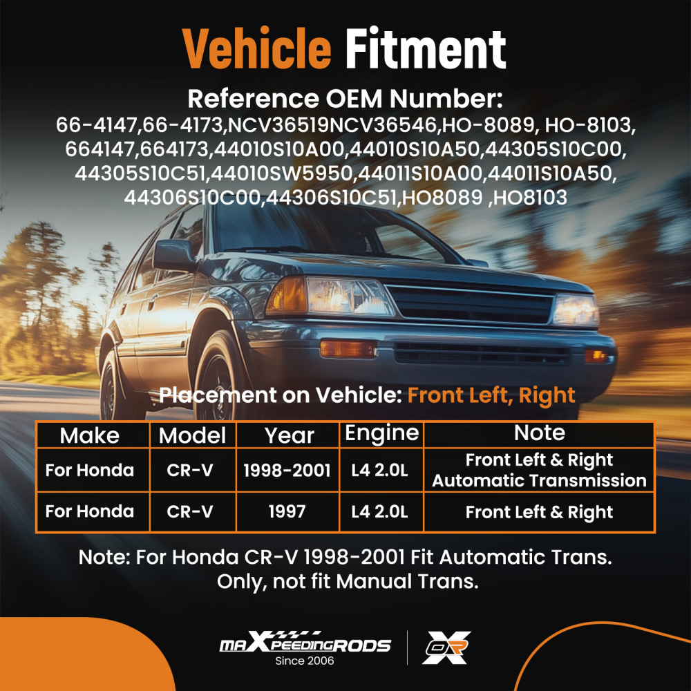 Front Pair CV Axle Assembly For Honda CR-V Auto Trans 1997 98 99 00 2001