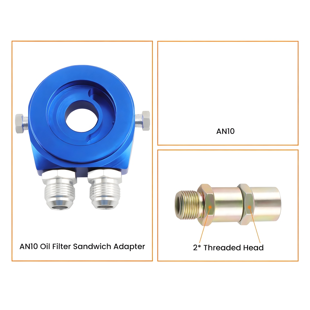 01EGD006BBL 19 Row 10AN Universal Engine Transmission Oil Cooler+Filter Adapter