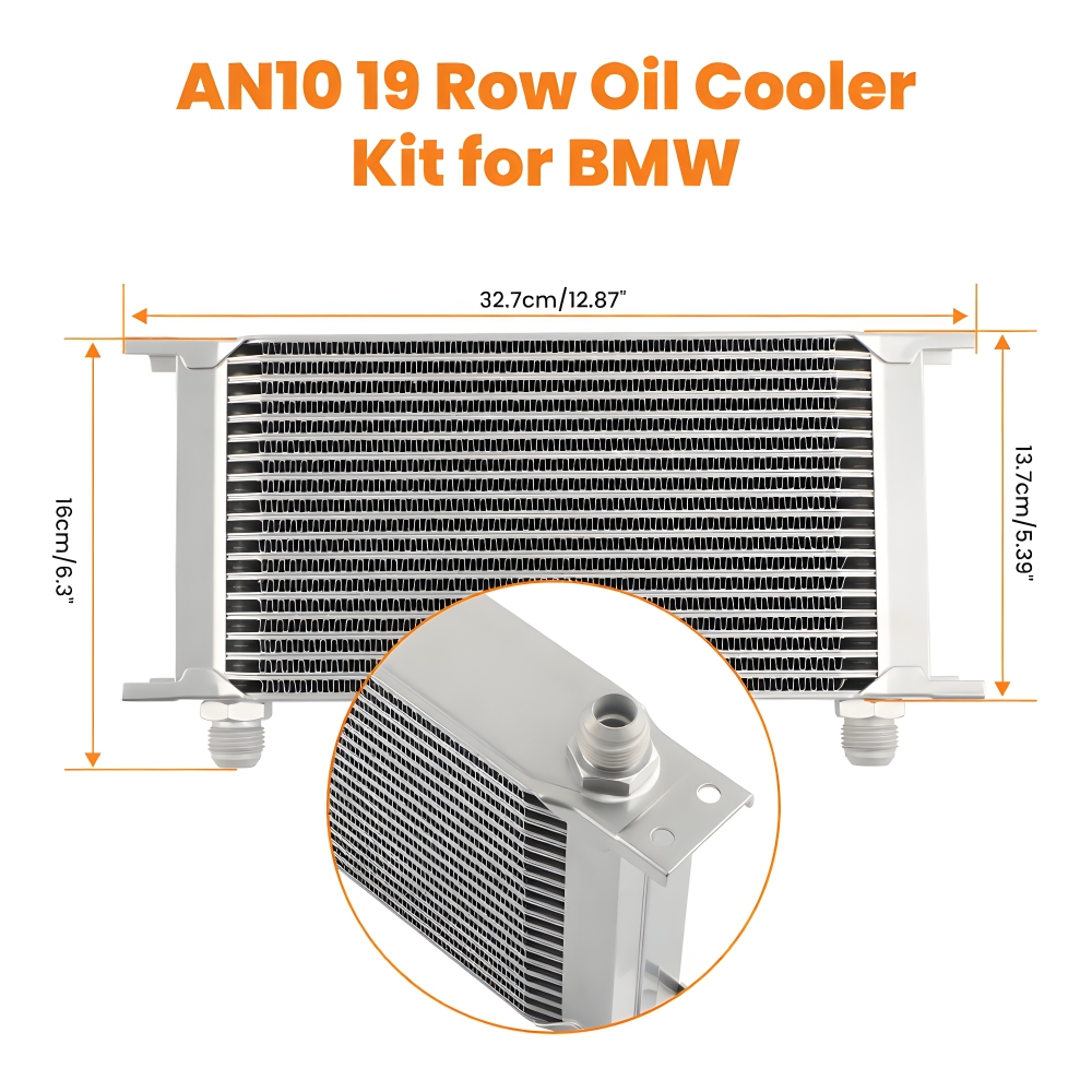 01EGD006BBL 19 Row 10AN Universal Engine Transmission Oil Cooler+Filter Adapter