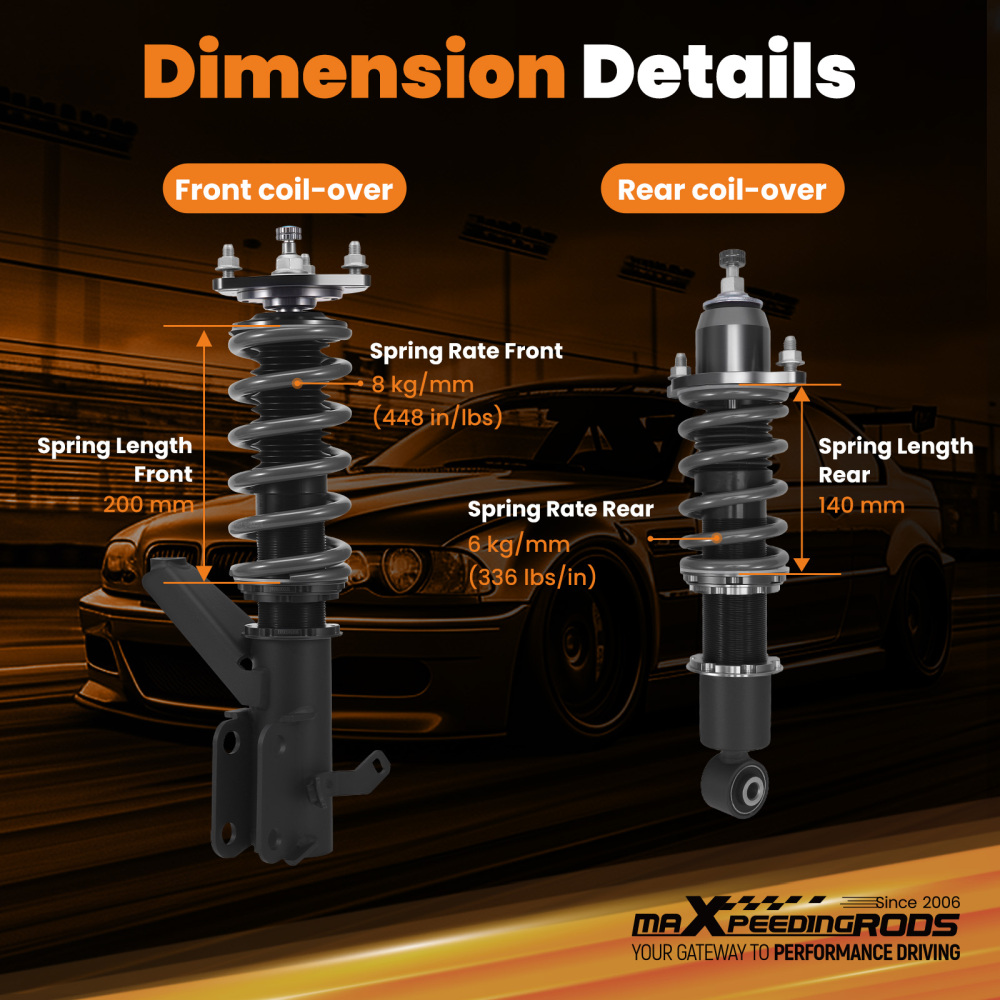 MaXpeedingrods T7 Coilover 24 Way Damper Lowering Kit compatible for Honda Civic 200120-05