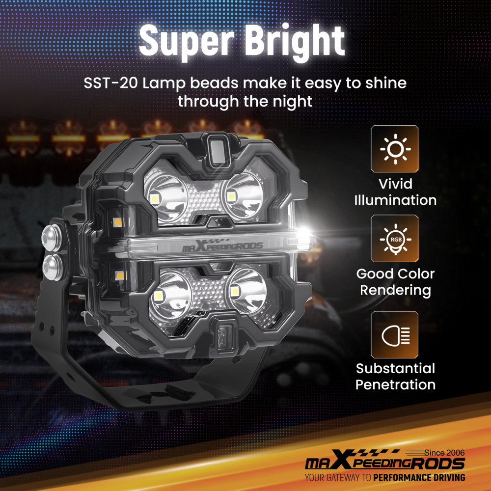 Maxpeedingrods 3.5inch 160W LED Light Pods for Universal Driving Auxiliary Use